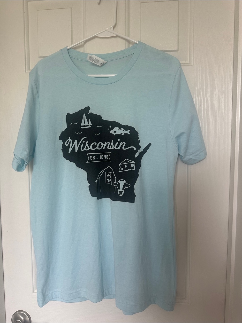 Light Blue Wisconsin State Graphic Tee
